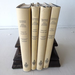 vintage textbooks, Encyclopedia of Physics, German/English, S. Flugge, 1961, 4 volumes, Handbuch Der Physik, free shipping, from Diz has Nea