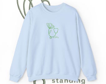 Still Standing Sweatshirt, Embroidered Floral Stethoscope, Healthcare Worker Gift, Minimal Crewneck