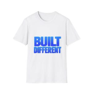 Built Different Unisex T-Shirt, Electric Blue Graphic Tee, Motivational Shirt, Bold Statement Tee, Gift for Him or Her