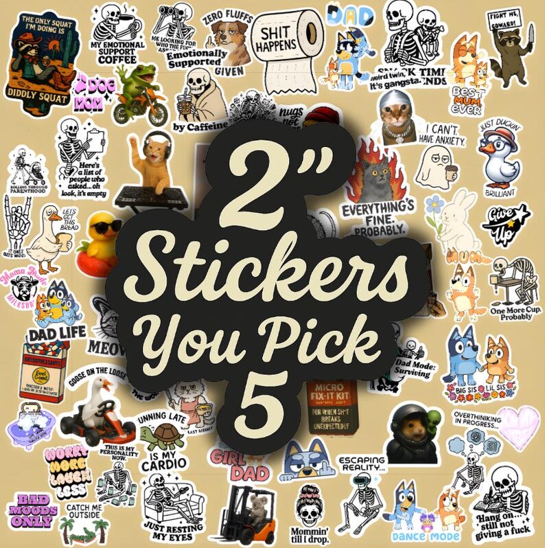 2 Inch Sticker Bundle, You Pick 5-20, Waterproof Vinyl Decals - Etsy
