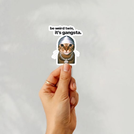 Gangsta Cat Meme Sticker • Funny Waterproof Vinyl Decal