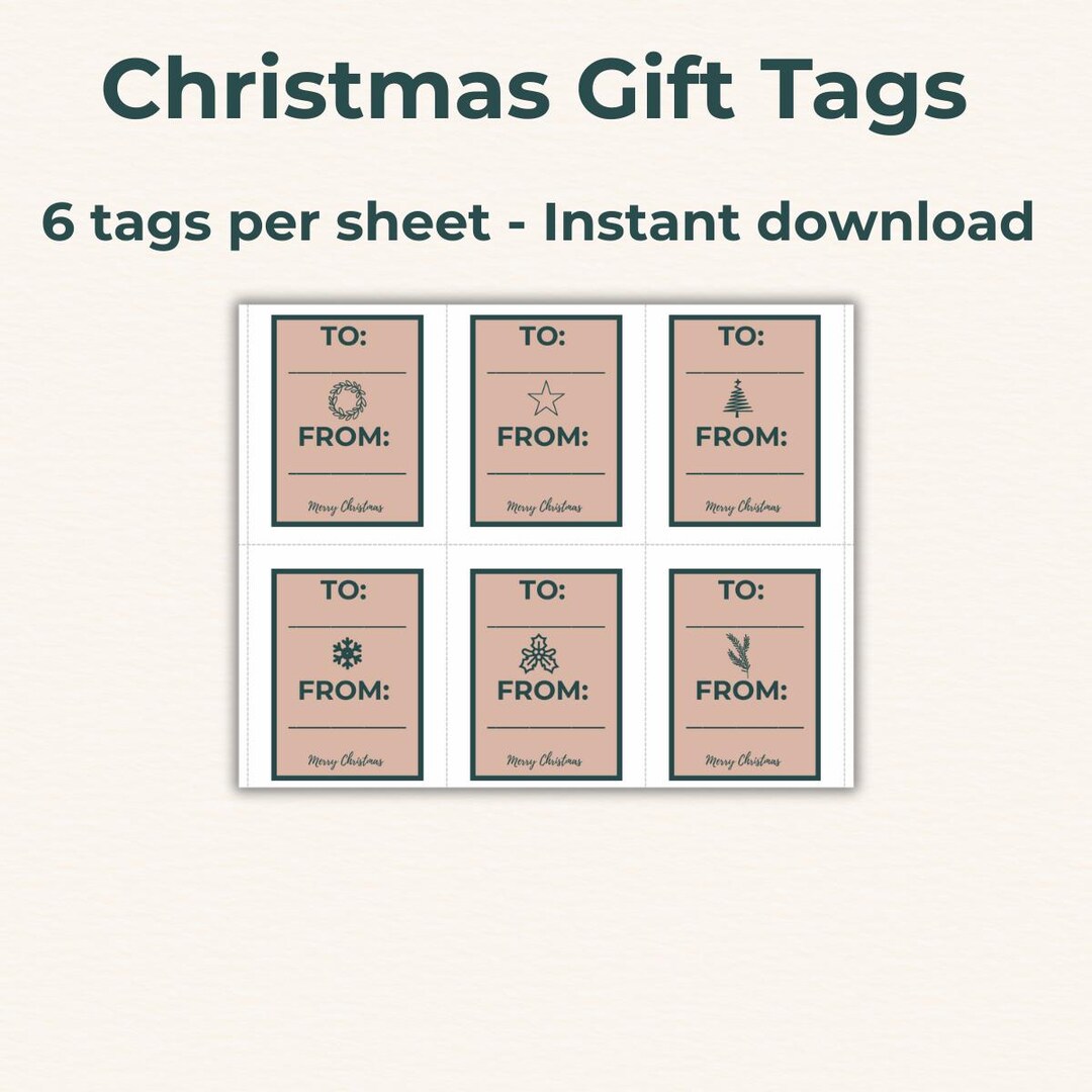 Dusky Pink Christmas Gift Tags | Printable Holiday Labels (PDF) - Etsy