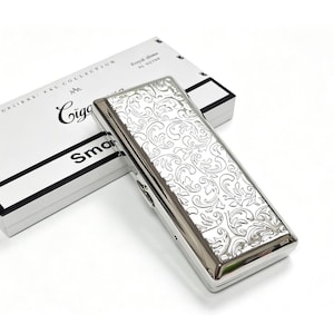 Vintage Engraved Silver Cigarette Case,  Elegant Gift for Her