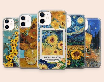 Van Gogh Phone Case Sunflower Art Cover for iPhone 17Pro, 16, 15, 14, 13, 12, Samsung S26, S25, S24, S23, A16, A56, A55, Pixel 10A, 9Pro, 8