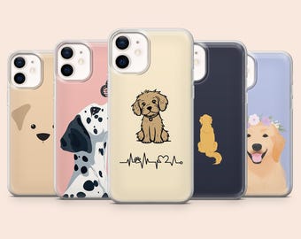 Dog Phone Case Minimalist Puppy Lover Cover for iPhone 17Pro, 16, 15, 14, 13, 12, Samsung S25, S24, S23, S22, A16, A56, A55, Pixel 10A, 9Pro