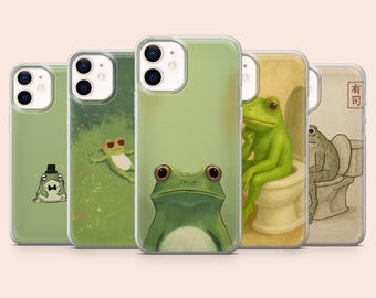 Frog Phone Case Minimalist Kawaii Cover for iPhone 17Pro, 16, 15, 14, 13, 12, Samsung S25, S24, S23, S22, A16, A56, A55, Pixel 10Pro, 9Pro