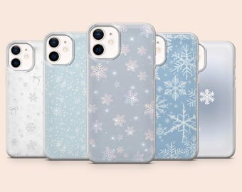 Snowflake Phone Case Winter Snowy Cover for iPhone 17Pro, 16e, 15, 14, 13, 12, Samsung S26, S25, S24, S23, A16, A56, A55, Pixel 10A, 9Pro, 8