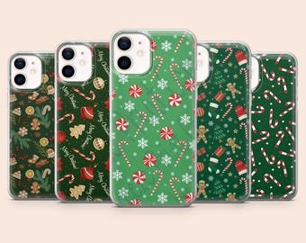 Candy Cane Phone Case Xmas Pattern Cover for iPhone 17Pro, 16, 15, 14, 13, 12, Samsung S26, S25, S24, S23, A16, A56, A55, Pixel 11, 10, 9Pro