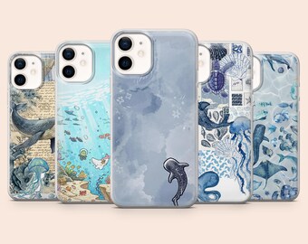Ocean Life Phone Case Whale Sea Life Cover for iPhone 17Pro, 16, 15, 14, 13, 12, Samsung S26, S25, S24, S23, A16, A56, A55, Pixel 10A, 9, 8