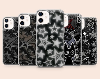 Grunge Star-telefoonhoesje Dark, Emo, Gothic Cover voor iPhone 17Pro, 16, 15, 14, 13, 12, Samsung S26, S25, S24, S23, A16, A56, Pixel 10Pro, 9Pro