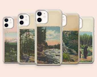 National Park Phone Case Retro Postcard Nature Cover for iPhone 17Pro, 16, 15, 14, 13, Samsung S26, S25, S24, S23, A16, A56, Pixel 10A, 9Pro