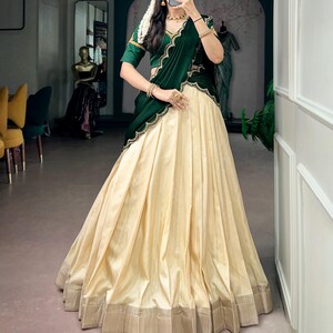 Poly Kotha Tasar Lehenga Choli Heavy Zardozi Handwork Blouse Sequins Chiffon Dupatta Wedding