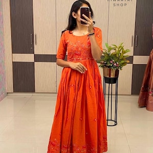 mul cotton dresses for women india Mul cotton(Mustard)