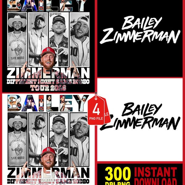 Ensemble Bailey Zimmerman Different Night Same Rodeo Tour 2026 PNG (fichier numérique)