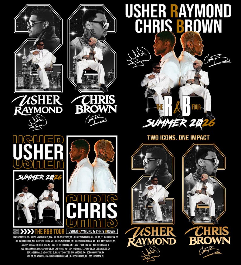 Usher Raymond and Chris Brown R&B Tour 2026 T-Shirt Design (Digital Download) image 1