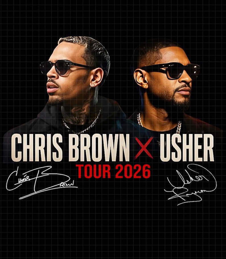 Usher Raymond & Chris Brown Tour 2026 RB T-shirtdesign PNG (digital nedladdning) bild 1