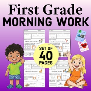 First Grade Morning Worksheets with Math and ELA