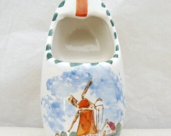 Delft Hand Painted Dutch Clog Ashtray, Dutch Shoe Ashtray,