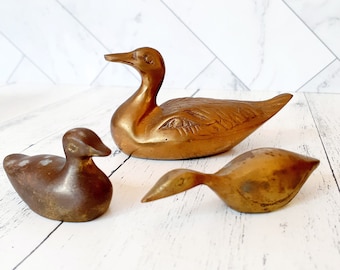 Three Brass Ducks, Set of 3 Solid Brass Ducks,