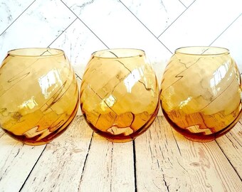 Vintage Amber Glass Swirl Lampshade, Amber Swirl Glass Globes, Amber Swirl Hurricane Globe, Vintage Amber Glass,