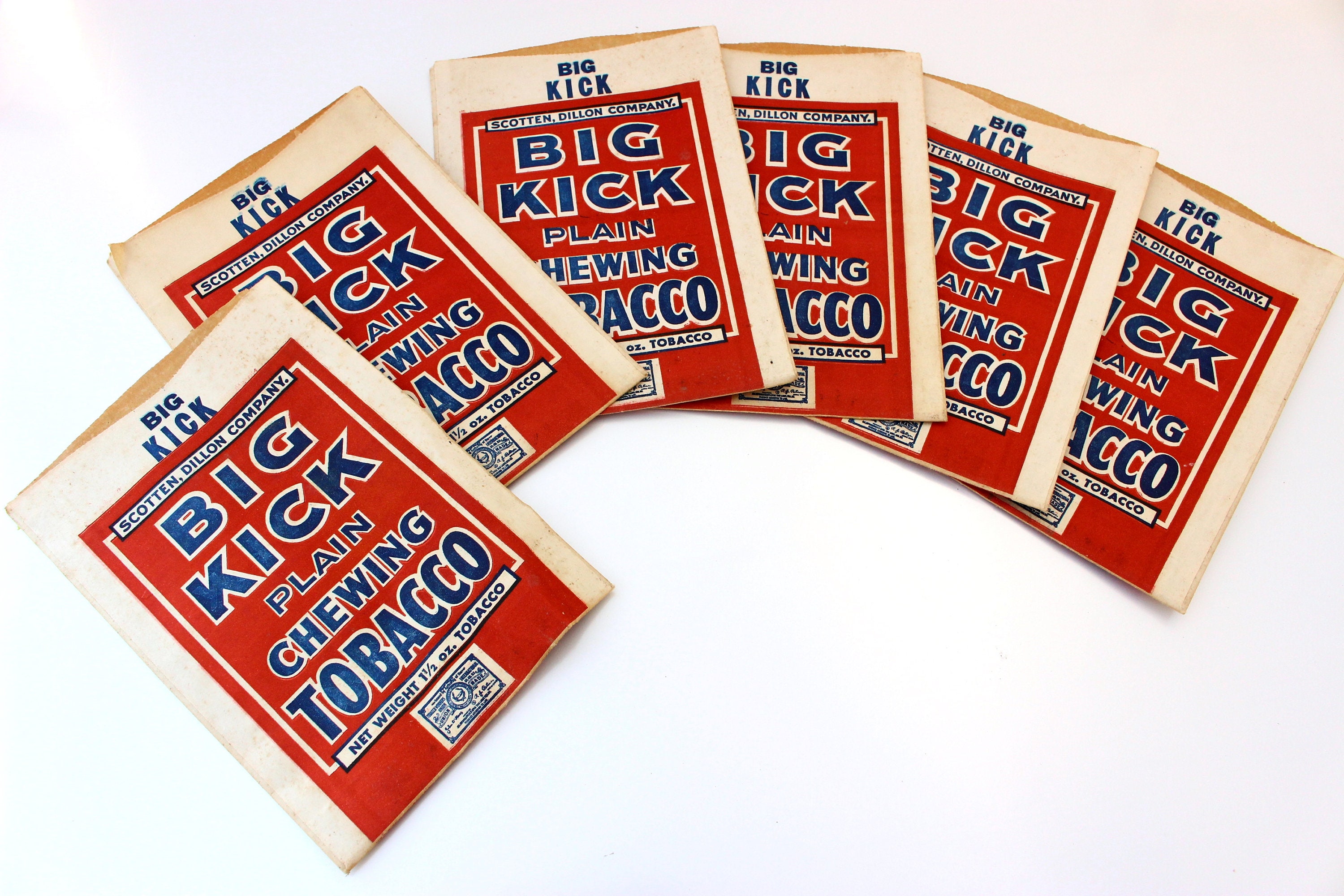 Big Kick Chewing Tobacco Pouches,chewing Tobacco Pouch, Paper Chewing  Tobacco Pouch, Set of 6 Chewing Tobacco Pouches, Scotten, Dillon Co
