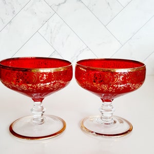 Red and Gold Glassware - Etsy