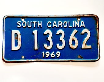 Vintage South Carolina License Plate, 1969 South Carolina License Plate