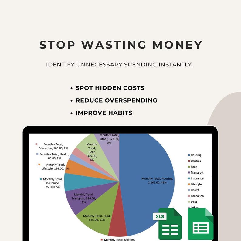 Cost Reduction Tracker Examples Cost Reduction Planner Excel & Google Sheets | Expense Cutting Tracker ...