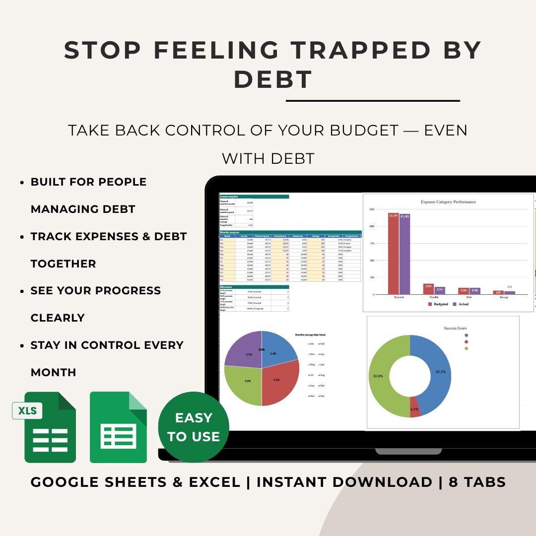 Debt Budget Planner Spreadsheet, Budget With Debt Tracker Excel Google