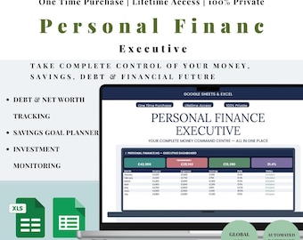 Personal Finance Tracker Spreadsheet Excel Google Sheets Budget Planner Expense Tracker Savings Goals Net Worth Dashboard