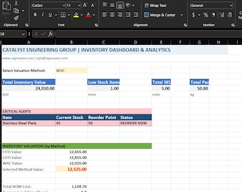 Inventory Management Excel Template | Automated Stock Tracking, FIFO/LIFO Valuation & Purchase Orders | Small Business ERP