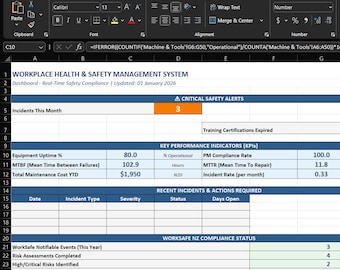Workplace Health & Safety Management System | WorkSafe NZ Compliant | Excel Template