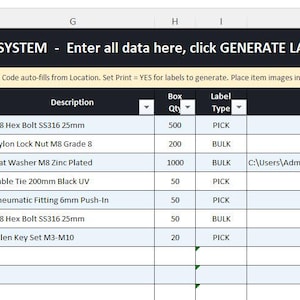 Warehouse Label Generator Excel Template | VBA QR Code Bin Labels (Digital Download)