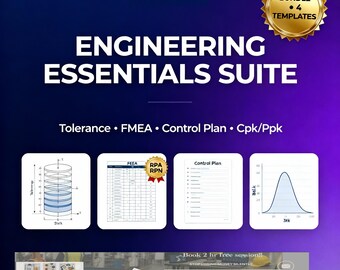 Engineering Suite Tolerance stackup calculator FMEA Process capability calculator and Control Plan