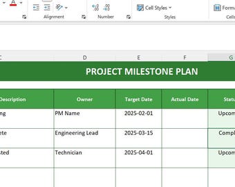 Project Charter Template Excel | Manufacturing | Fabrication | Project Initiation | Milestone Tracker | Approval | Kickoff