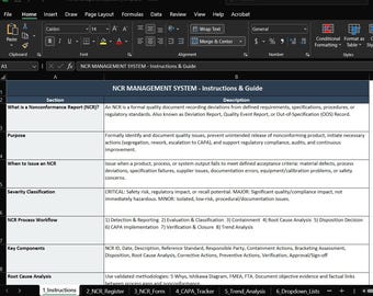 NCR Management System Excel Template | Quality CAPA Tracker (Digital Download)