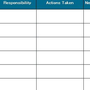 Pode incluir: Uma planilha com uma grade de c&eacute;lulas vazias. A linha superior tem cabe&ccedil;alhos azuis: "D", "RPN", "Recommended Actions", "Responsibility", "Actions Taken", "New S", "New O", "New D" e "New RPN". A coluna "RPN" est&aacute; destacada em laranja.