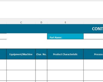 Control Plan Template, Manufacturing Quality Control (Excel .xlsx)