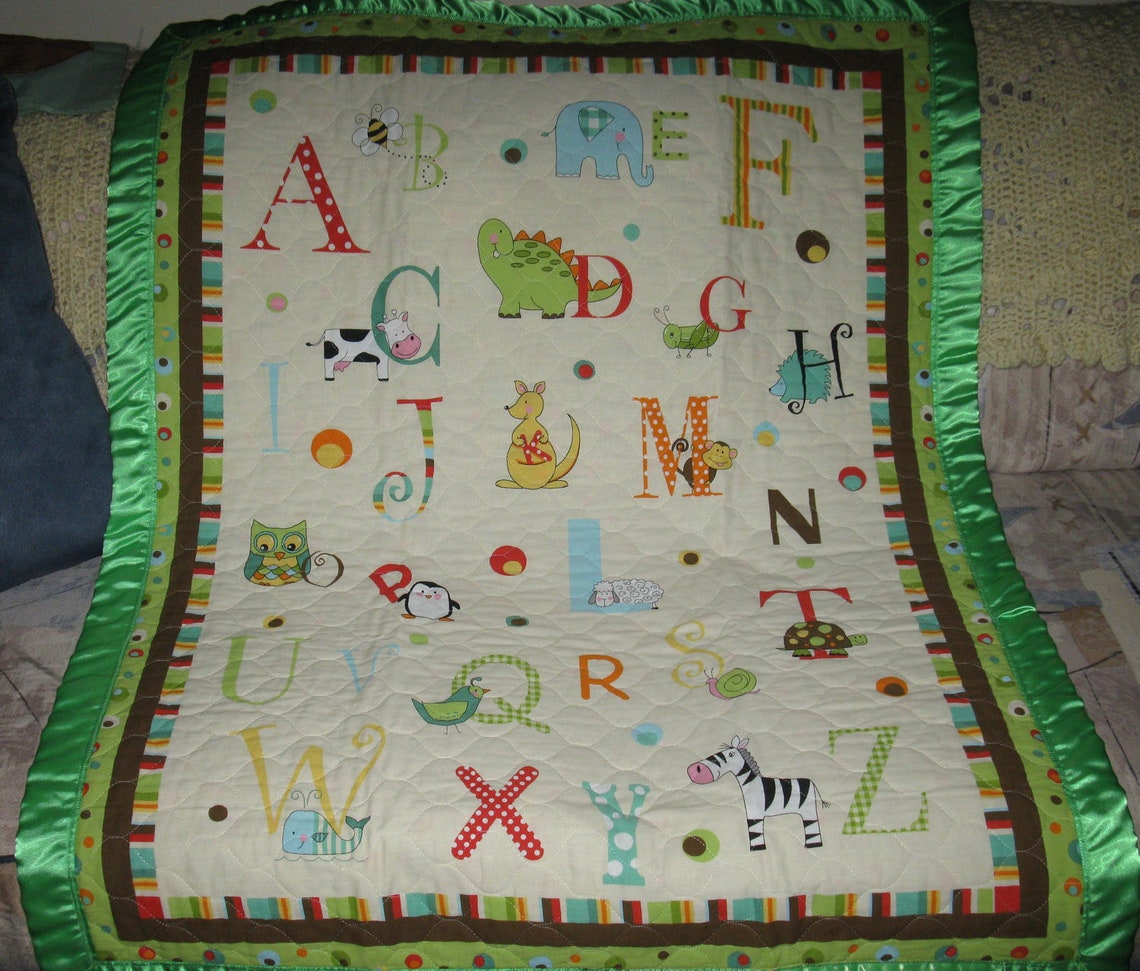 Animal Alphabet Quilted Crib Baby Quilt Etsy