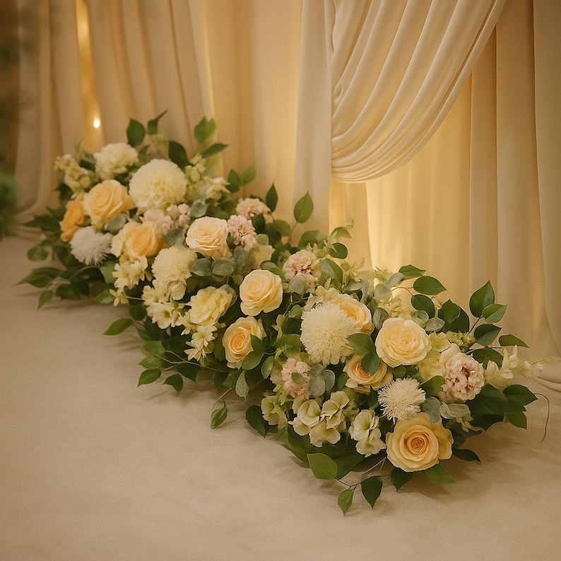 Floral Wedding Table Runner | Rose Garland Artificial Arrangement ...