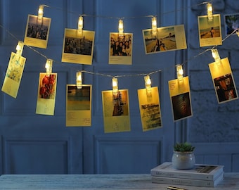 Guirnalda de luces LED con clips para fotos / Luces cálidas para exhibir fotos / Guirnalda para la decoración de la pared del dormitorio