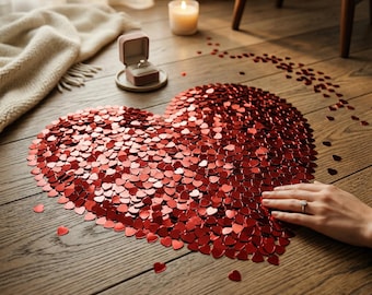 2000 piezas de confeti de corazones rojos / Decoración romántica para mesas / Confeti para fiestas de San Valentín / Decoración para pedidas de mano / Artículos de decoración para esparcir el amor