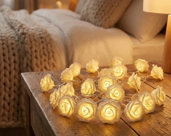 Guirnalda de luces LED con rosas / Guirnalda de luces LED románticas / Luces florales para San Valentín
