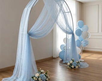 Cortinas de arco transparentes para decoración de bodas / Fondo de malla con cuentas / Camino de mesa de tul perlado / Tela para fondo de fiesta de despedida de soltera / Decoración para fiestas