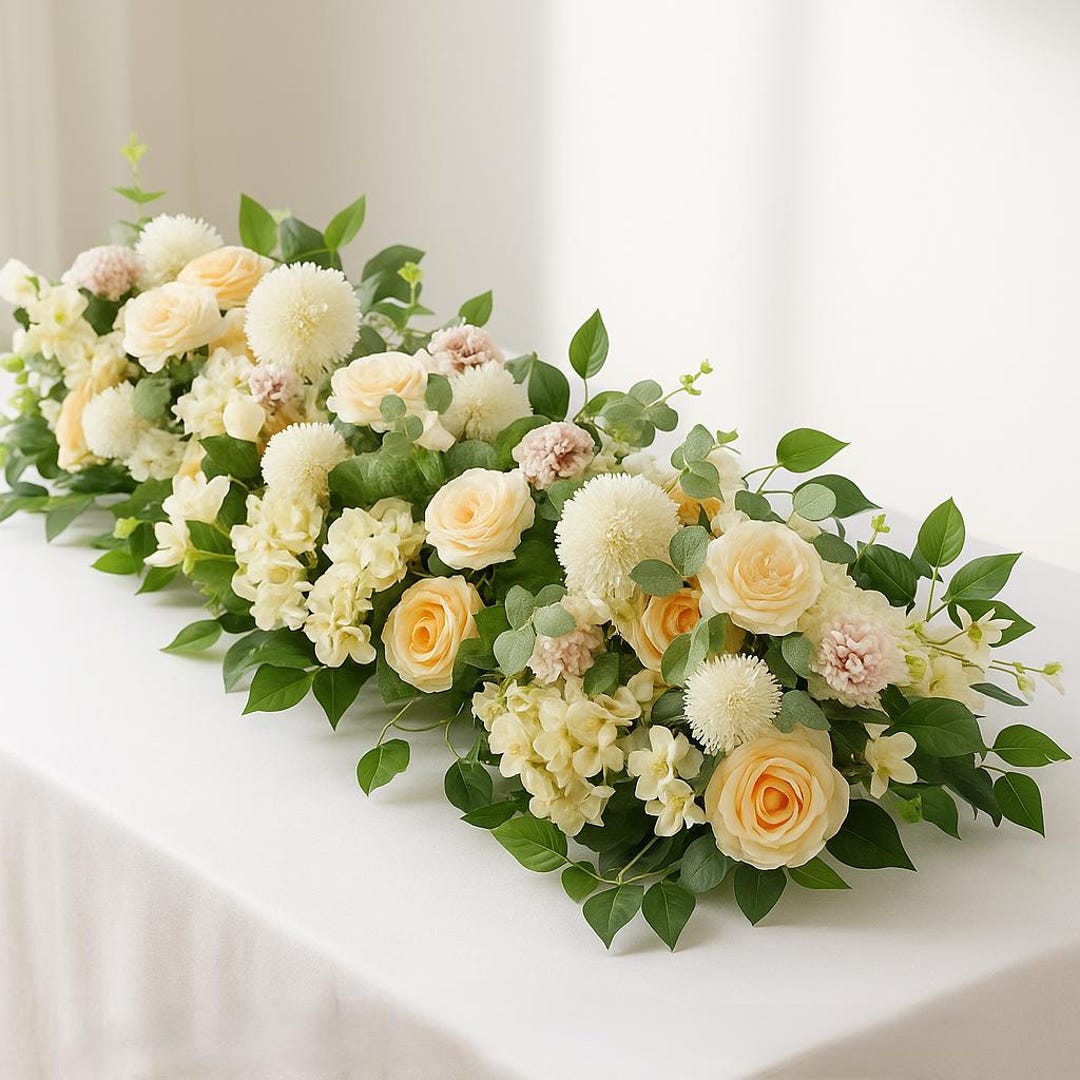 Floral Wedding Table Runner | Rose Garland Artificial Arrangement ...