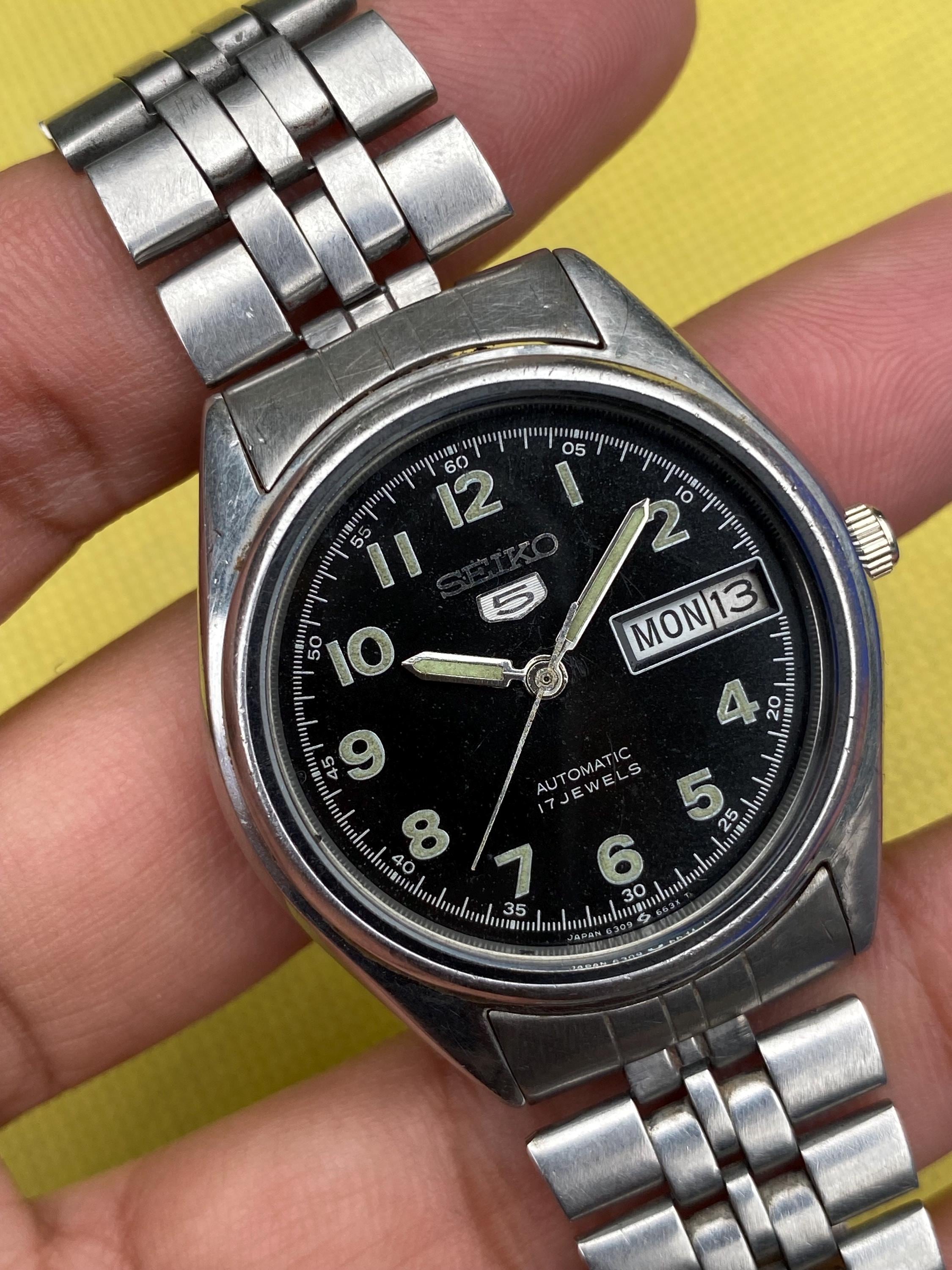 70s~ Vintage SEIKO シャリオ watch ジョブズ アラビア Vintage Rare April 1977 Seiko 5 Automatic Day/date 6309-6240 Japan