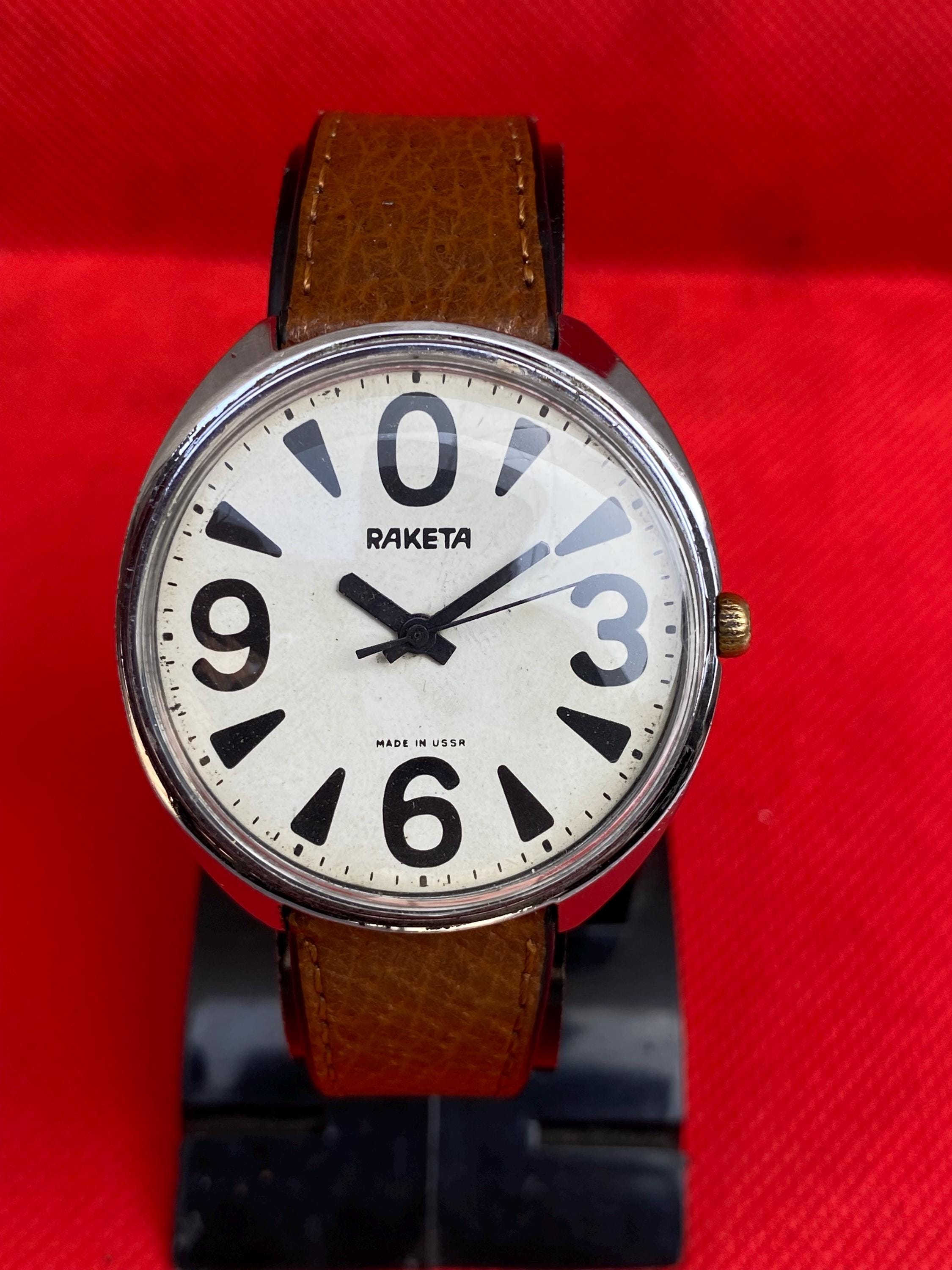 Vintage Rare Raketa Big Zero Manual Winding Military White Dial