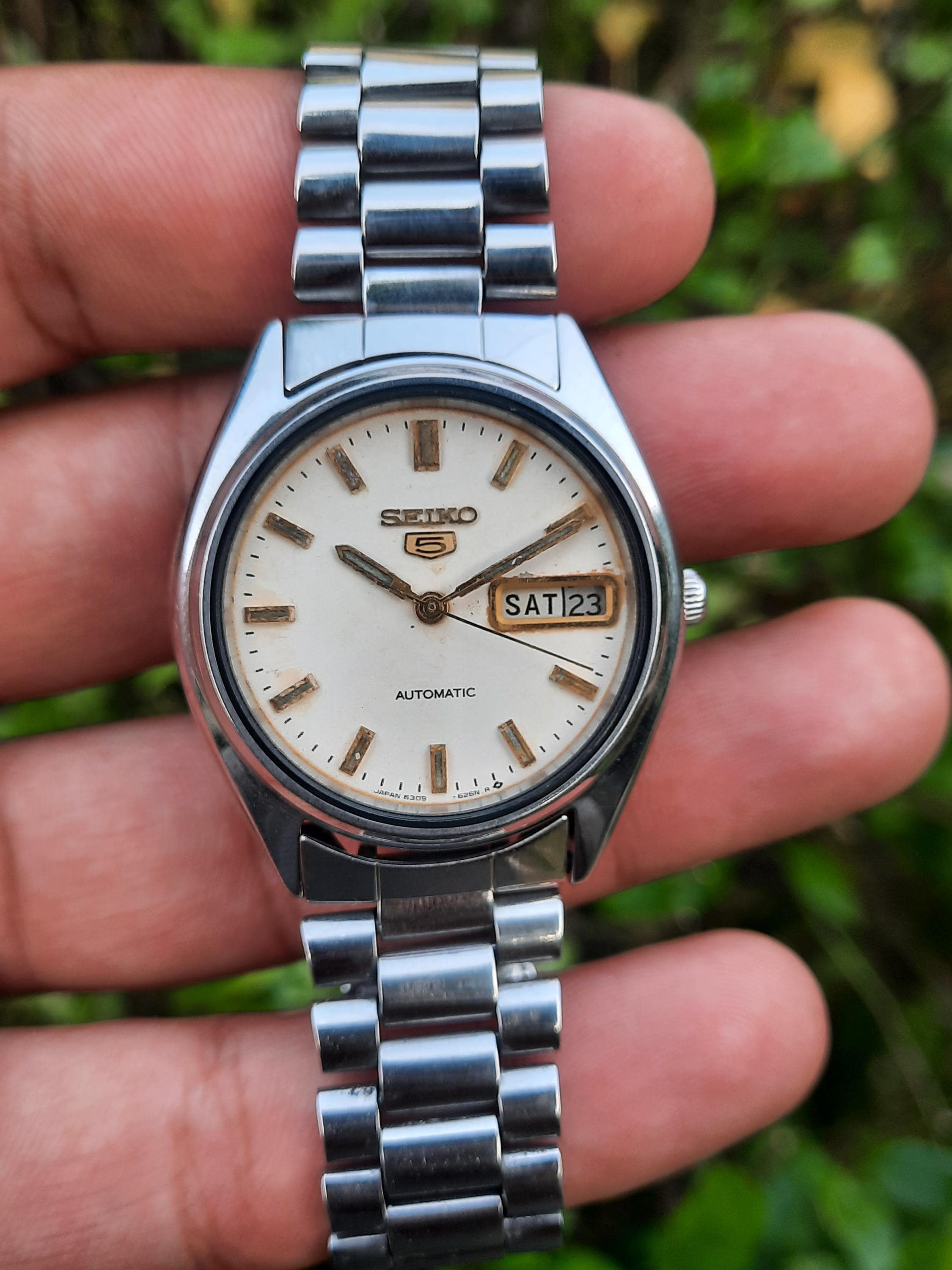 ✨SEIKO✨セイコー5✨デイデイト✨シルバー文字盤✨腕時計✨ セイコー5 6119 - Etsy 日本