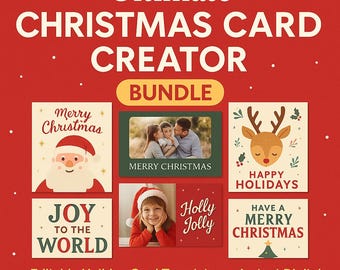 Christmas Card Creator Bundle | DIY Holiday Card Templates (Digital Download)