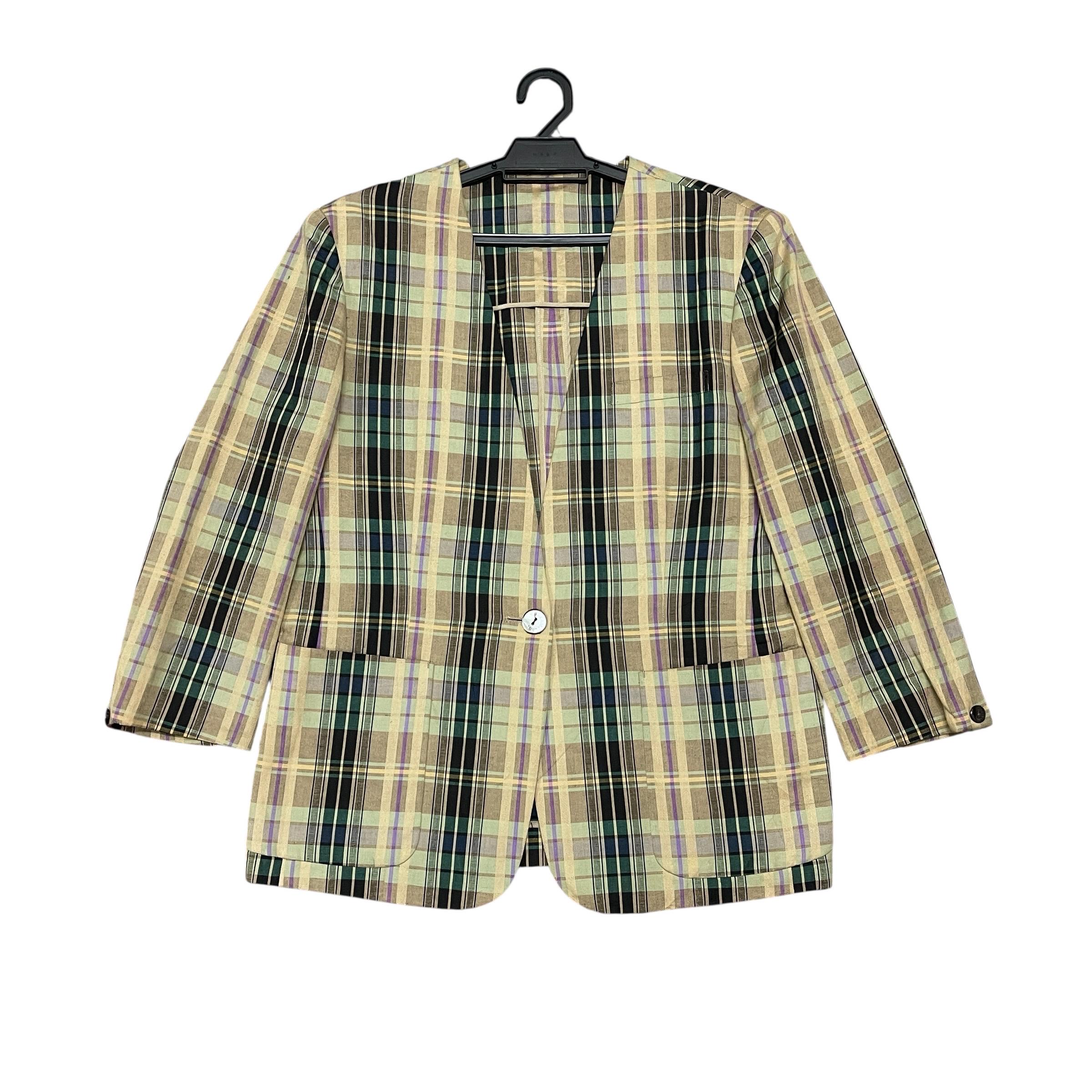 RARE!!! Vintage 90s Burberry's Japan Checkered Cotton Linen Blazer